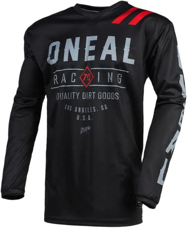 O'NEAL | Motocross-Trikot | Enduro MX | Atmungsaktives Material, ergonomischem Schnitt, Passform für maximale Bewegungsfreiheit | Element Jersey Dirt | Erwachsene | Schwarz Grau | Größe L