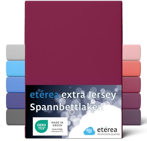 etérea Premium Spannbettlaken 140x220cm - 160x220cm Bordeaux – extra Jersey Spannbetttuch bis 35cm Höhe – 160 g/m² gekämmte Baumwolle – Boxspring & Wasserbett Bettlaken