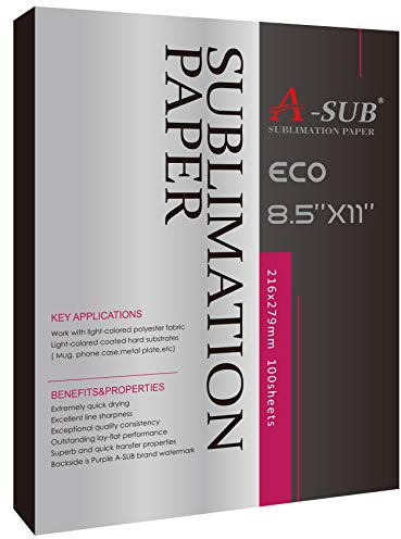A-SUB Sublimation Paper 8.5x11 Inch for DIY Unique Christmas Gifts Compatible with Inkjet Printer which Match Sublimation Ink 100 Sheets