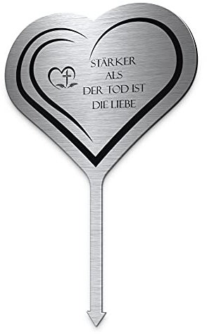 CHRISCK design Grabstecker aus Edelstahl Herzstecker Garten mit Text wetterfest | individueller Grabschmuck selbst gestalten | zB Grab Grabschmuck Mama oder Deko Papa