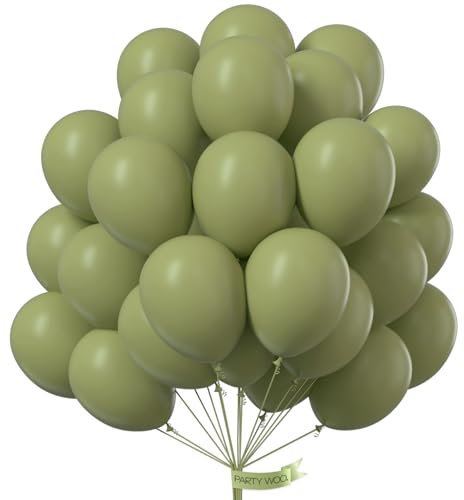 PartyWoo Sage Green Balloons, 50 pcs 12 Inch Boho Matte Green for Balloon Garland Arch, Party Decorations, Birthday, Baby Shower, Green-F11