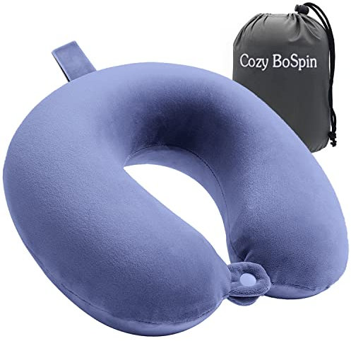 Cozy BoSpin Reisekissen- Perfektes Memory Foam Nackenkissen Stützkissen，kompakt und leicht, schnell gepackt,Schlafrestkissen (blau)