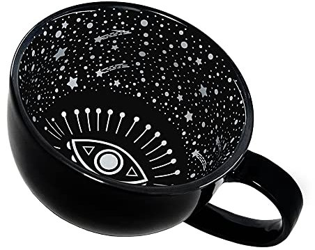 Le noir Tasse à café de sorcière, Tasse à thé en céramique yeux maléfiques, 15 onces Halloween Tasses à café pour un cadeau effrayant, Minuit Tasse à soupe surdimensionnée, Sorcière Décor Gothique
