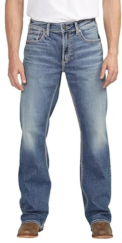 Silver Jeans Co. Men's Zac Relaxed Fit Straight Leg Jeans, Dark Wash SDK353, 36W x 30L