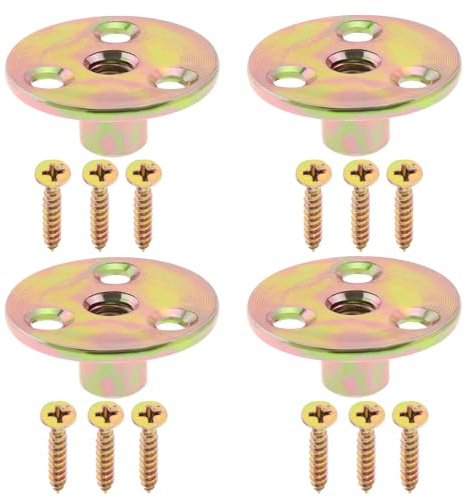 ECSiNG Set di 4 set di ferramenta per gambe per mobili, sistema metrico M8, 3 fori, piastre di montaggio per gambe per mobili, piastre di montaggio a forma di T, dadi a 3 fori