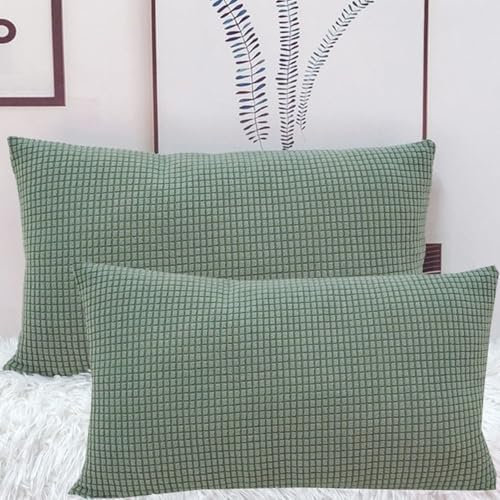 Stretch Kissenbezüge 50x70 2er Set Kissenbezug, Sofa Kissenhülle Für Dekokissen Cordstoff 40x60, Dekorative Zierkissen -hüllen, Cord Kissen Bezug Einsetzbar(Matcha Green,50x70 cm (Pack of 2))