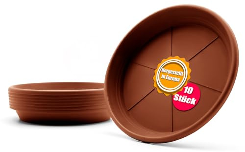 BigDean 10 Stück Blumentopf Untersetzer Ø 24,5 cm in Terracotta – Topfuntersetzer aus robustem Kunststoff & Made in Europe