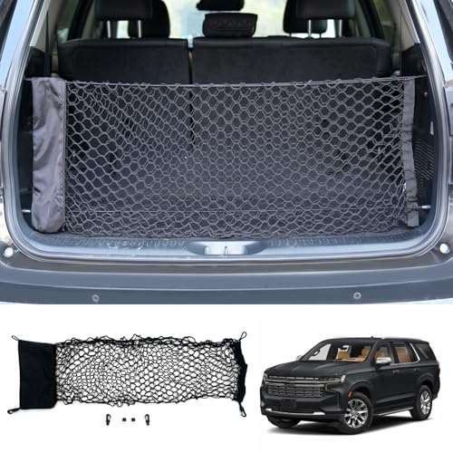 Maxzina Cargo Net Compatible with 2015-2025 Chevy Tahoe Truck Bed Cargo Net 3.15'×0.92' Double Layer Envelope Style Dense Mesh Trunk Organizer for 2024 Tahoe Exterior Accessories