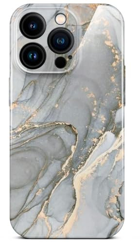 ONEFLOW Bliss Cover für iPhone 14 Pro Hülle in Marmor Optik, Designer Case Handy Schutzhülle mit Kameraschutz, Muster Hardcase Glitzer Handyhülle marmoriert, Grau Gold