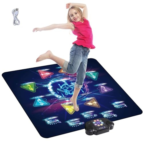 YiuMieYouMie Dance Mat for Kids, Electronic Dance Mat For Girls Boys, LED Light-Up 8-Button, Bluetooth, Rechargeable and 8-Hour Playtime. Gifts for Kids to Get Fit and Have Fun