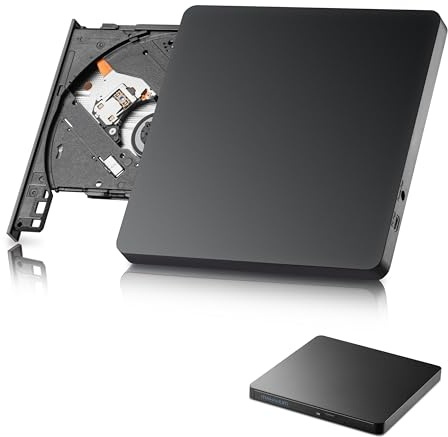 MAHAHUM External CD/DVD Drive for Laptop, USB 3.0 & USB C Disc Writer CD Burner Ultra-Slim DVD player for laptop disc reader Compatible with Desktop PC Windows 11/10/8 Linux Mac OS Mac MacBook Pro/Air