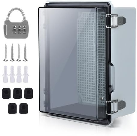 Anschlussdose Wasserdicht IP65, Aufputz Verteilerkasten, Wasserdichte Kabelbox, Transparentes Schaltschrank Außen mit Wandmontagezubehör Und Schloss (230 * 165 * 120mm)