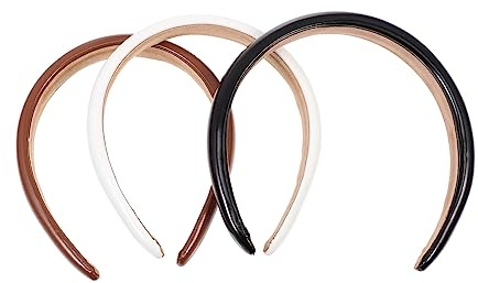 DEARMAMY 3piezas Diademas De Charol Exquisitas Pelo De Color Bandas Cabello De Esponja Duraderas Para Diario Adornos Cabeza Tonos