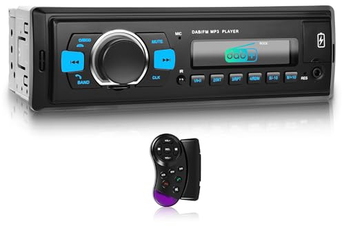 [Dab/Dab+] Autoradio Rimoody 1 Din Double Bluetooth, Radio Auto 1 Din avec Bluetooth Mains Libres Radio FM EQ USB/AUX-in/TF/SD Commande au Volant MIC Port de Charge USB