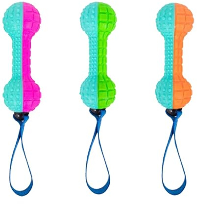 Widdle Gifts Rubber Dog Toy Dental Chew with Squeaker approx 28cm Random Colour Sent (Dumbell)