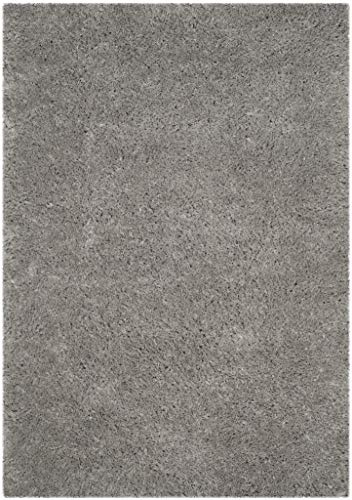 Safavieh Tapis Shag pour Salon, Salle à Manger, Chambre à Coucher - Polar Shag Collection, Tapis à Poil Court, Argent, 155 X 229 cm