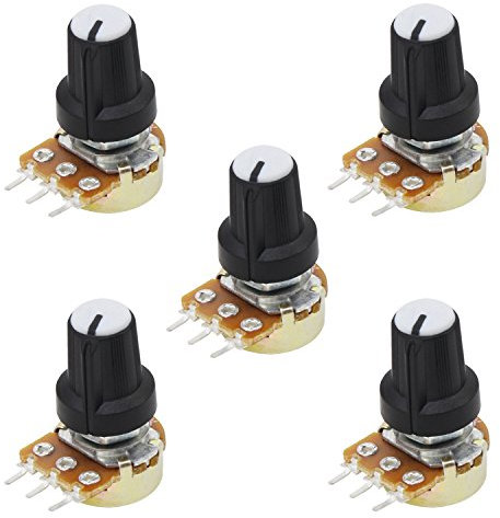 Aussel 100K OHM B100K Lineares Potentiometer 3 Terminal Drehpotentiometer mit Kappenmuttern und Unterlegscheiben 5 Stück (B100K-5PCS)