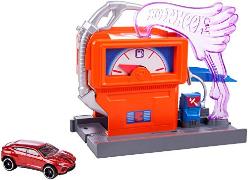 Hot Wheels Mattel Carreras en la gasolinera, Pistas de Coches de Juguete niños +4 años, Multicolor FMY97, Color/Modelo Surtido