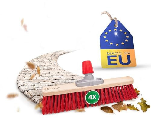 Novaliv 4 escobas de calle de 40 cm, cabeza de escoba sin mango, elaston rojo, escoba para exteriores, batidor industrial, escoba de jardín, escoba multiusos