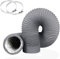6 Inch 16FT Tumble Dryer Vent Hose, 150mm Aluminum Clothing Air Ducting, Gray PVC Lightproof Exhaust Hose for Extractor Fan and Grow Tent, 2 Clamps Include…