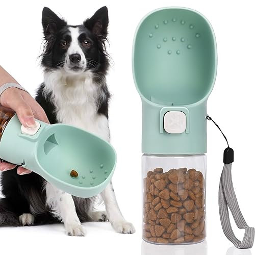 Colorday Hundefutterstation für Hundetraining, Clicker, Leckerli-Flasche, Leckerli-Tasche, für Training, Spazierengehen, Wandern und Reisen, zum Patent angemeldete BPA-freie Materialien, 200ml, Grün