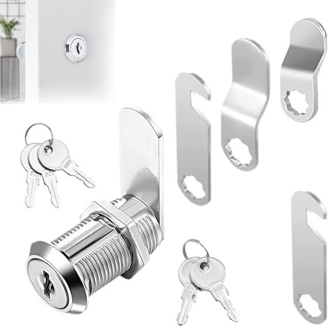 Serrure de boîte aux lettres 16 mm avec 5 clés - Livré avec 5 plaques de verrouillage différentes, serrure à levier pour boîtes aux lettres, portes d'armoire (C)