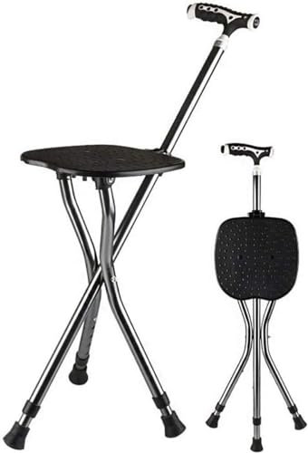Tabouret À Béquille Pliable Canne De Marche avec Siège Canne Tripode Réglable en Hauteur Canne Orthopédique pour Les Personnes Âgées, Handicapées Et Convalescence Aide À La Mobilité