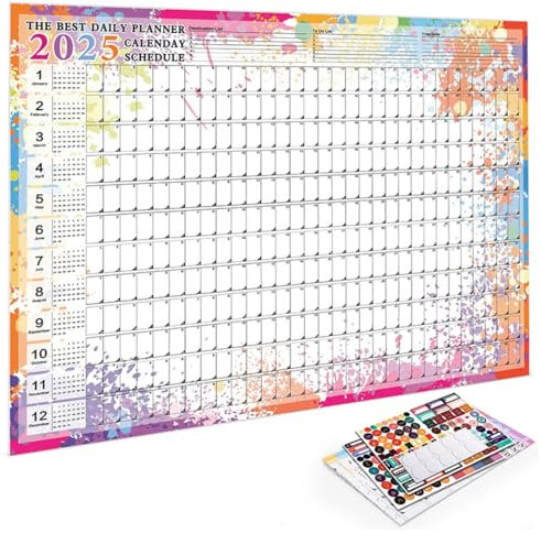 XXL Kalender 2025 Wandkalender 2025 Groß (74.2 x 52.5 cm) gefaltet in Poster Größe, Jahreskalender 2025, Jahresplaner, Wandplaner, Plakatkalender, Wall Calendar (Farbe)