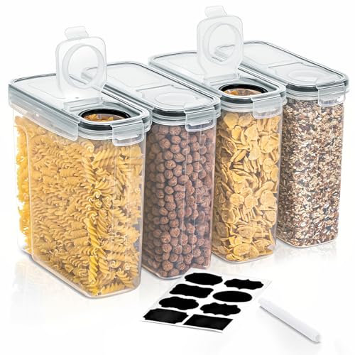Taylor & Brown Cereal Storage Containers | Set of 4 | Practical Plastic Food Dispenser | Food Grade and BPA Free | Durable and Easy to Use | Ideal for Cornflakes, Flour Storage
