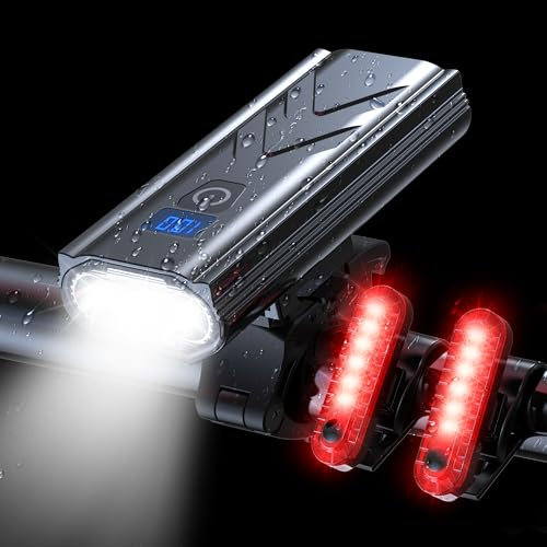 Rechargeable Bike Lights Front and Back - High Lumens Super Bright Bicycle Headlight & Tail Light Set for Night Riding, Mountain/Road Bike Safety Lights, Waterproof