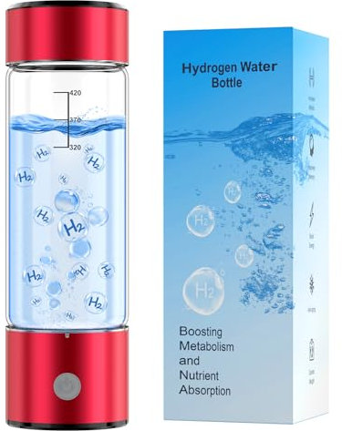 MOVOCA Upgrade Hydrogen Water Bottle, 3Min 2200PPB Hydrogen Water Bottle Generator -SPE PEM Tech, 14OZ Portable Hydro Water Bottle Machine, Birthday Xmas Gift for Husband, Wife, Family, Friends,Travel