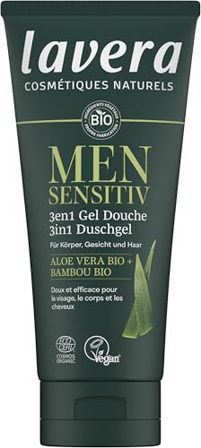 Men sensitiv 3en1 Gel Douche - doux et efficace pour le visage, le corps et les cheveux - tolérance cutanée confirmée sous contrôle dermatologique - soins pour hommes - vegan - 200 ml