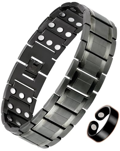 Jecanori 3X Magnetic Bracelet for Men and Copper Ring