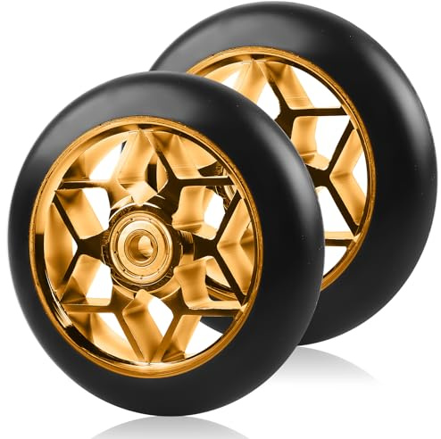 2 piezas de ruedas para patinete Stunt de 110 mm, ruedas de repuesto para patinete, ruedas de rodamiento 88A para patinete con rodamientos ABEC-9, núcleo de radios de aluminio, ruedas de repuesto para