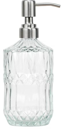 SDlumeiy 18 oz Clear Thick Glass Soap Dispenser with Silver Rustproof Pump, Refillable Bathroom, Kitchen Soap Dispenser for Hand Soap, Body Wash and Lotion (Clear-Silver Pump)