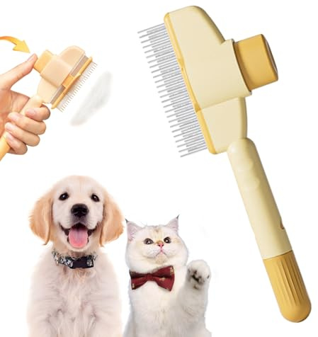 Brosse Activ Pet - Brosse Attrape'poils, Anti Poils Pour Chats Brosse Pour Chien, élimine Jusqu’à 95% Des Poils Morts, Toilettage Doux Et Efficace Pour Tous Types De Pelages (Jaune)