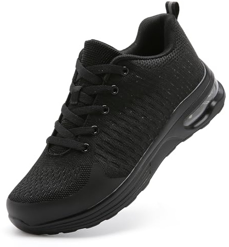 LUPWEE Safety Trainers Slip Resistant Steel Toe Cap Trainers for Men Women, Puncture Proof Safety Shoes Breathable Comfortable Industrial Work Shoes,Black 8