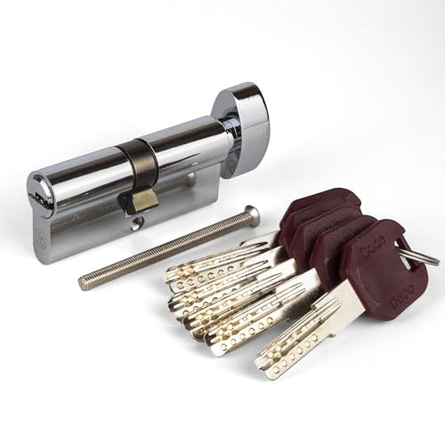 APECS Cilindros de cerradura Cierre de seguridad para puertas de apartamentos Cilindro de manija 100 (50/50C) mm con 5 llaves Modelo CodeDeco ZM-100(50/50C)-C Cromo