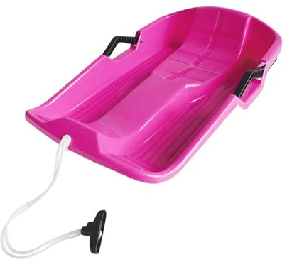 RCGOFOLLOW Trineo de Nieve de Polietileno Premium con Asas Cuerda para esquí y Patinaje. Resistente y Duradero, Rosa, 65 x 42 x 14 cm