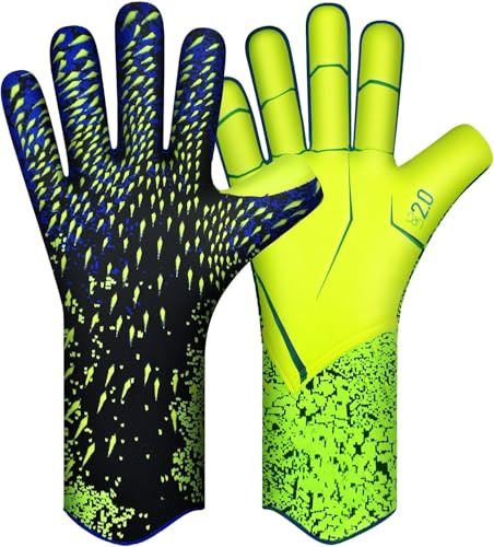 QUICARD Soccer Goalkeeper Gloves, Ultimate Grip Football Goalie Gloves with Size 6/7/8/9/10, Strong Receiver, American Football for Men, Boys, Youth, Adult, Kids and Small Hands (Green, 8)