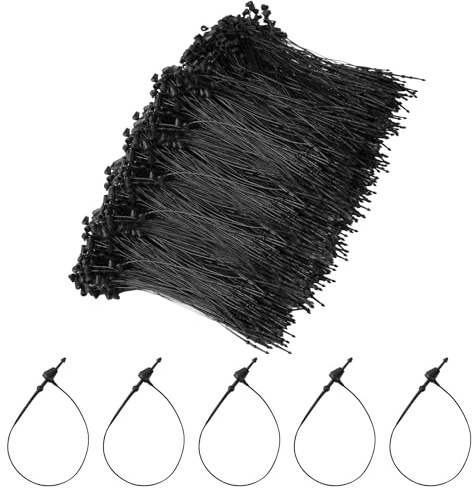 Flintronic 2000 Piezas Hilos de Seguridad Transparente, Bucle de Pasadores de Cierre A Presión Transparente de 10 cm, Sujetador de Plástico para Etiqueta de Precio, para Craft Shows, Negro