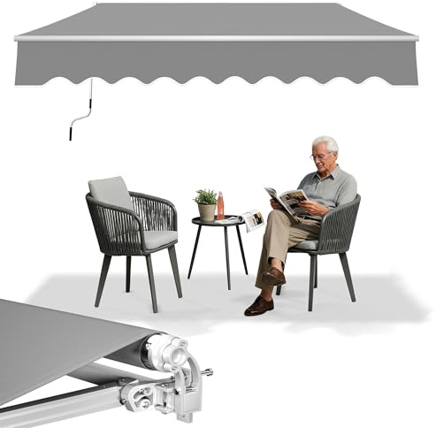 UISEBRT Markis balkong 250 x 200 cm – ledad markis solmarkis solskydd, ljusgrå