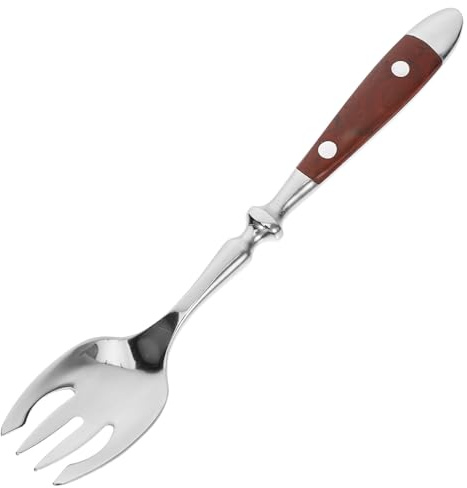 Veemoon Tenedor Mango de Madera Resistente Deformación de Multifunción de Acero Inoxidable 430 para Festivales y Reuniones Familiares