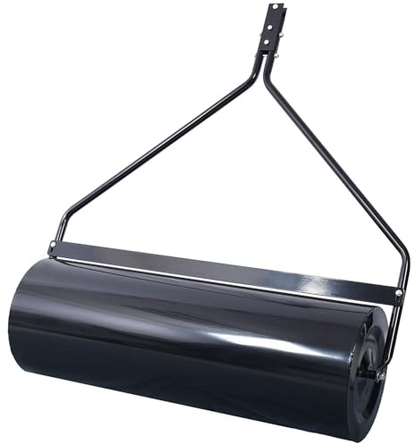 40 in Tow-Behind Lawn Roller 26 Gallon, Heavy Duty Garden Lawn Roller with Easy-Fill Plug, 220 lb Capacity Water or Sand Filled Roller for ATV & Lawn Tractor, Black