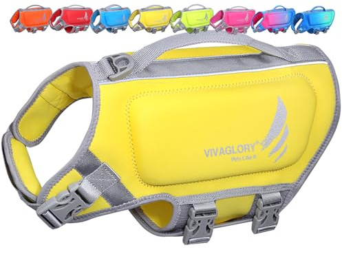 VIVAGLORY High Buoyancy Schwimmweste Hund, Rettungsweste, Hundeschwimmweste für Bootfahren, Schwimmhilfe & Auftrieb, XS, Gelb