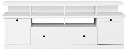 trendteam smart living - Baxter - TV-Schrank - Weiß - TV-Unterteil mit 2 Türen, 6 offenen Fächern und Einer Klappe - (BxHxT) 177 x 65 x 41 cm - inkl. Aufsatz