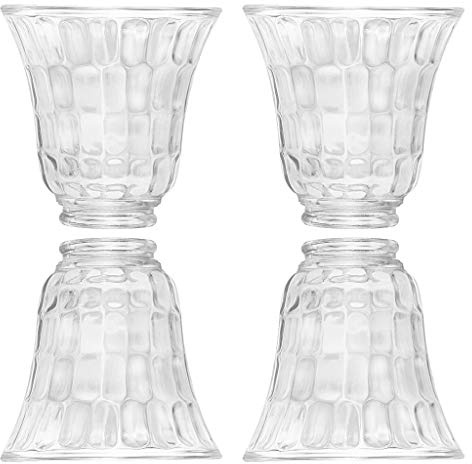 Skelang 4 Pcs Ceiling Fan Light Shade, Lip Lamp Shade, Bell Shape Light Fixture Globes Replacement, Hammered