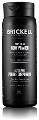 Brickell Men's Stay Fresh Körperpuder für Männer, Natürlich und Biologisch, Ohne Talkum, Absorbiert Schweiß, Hält die Haut Rrocken (Parfümfrei, 142 g)
