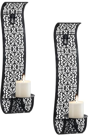 Sziqiqi Wall Candle Holder Decorative Candle Sconces - Wall-Mount Pillar Candles Holders for Living Room, Bathroom, Farmhouse, Wedding - Set of 2