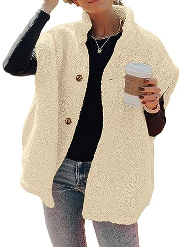 Hongqizo Womens Sleeveless Sherpa Vest Lightweight Outwear Vest Fuzzy Fleece Coat Vest(Beige,XL)